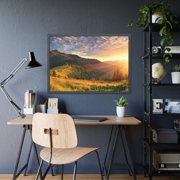Beautiful Mountain Glow in Sunset Framed Poster