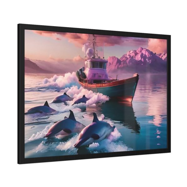 93855-627.jpg Dolphins And Ship Art Print Framed Poster