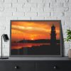 93855-63.jpg Sunset Ocean Lighthouse Silhouette Framed Poster