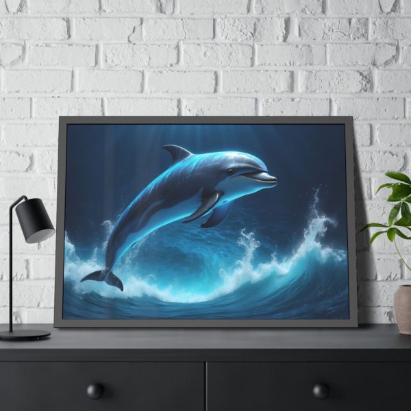 93855-645.jpg Dolphin Jump Framed Poster