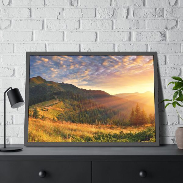 Beautiful Mountain Glow in Sunset Framed Poster