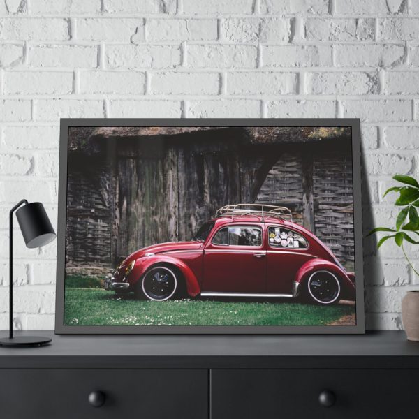 93855-75.jpg Red Old Beetle Car Framed Poster