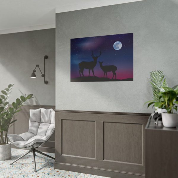 101875-4.jpg Silhouette Deer Aurora Sky Poster