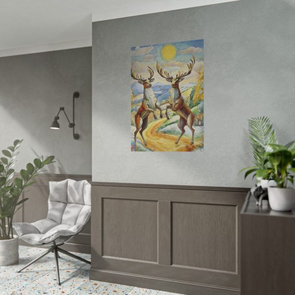 101894-25.jpg Dancing Deer Painting Art Poster