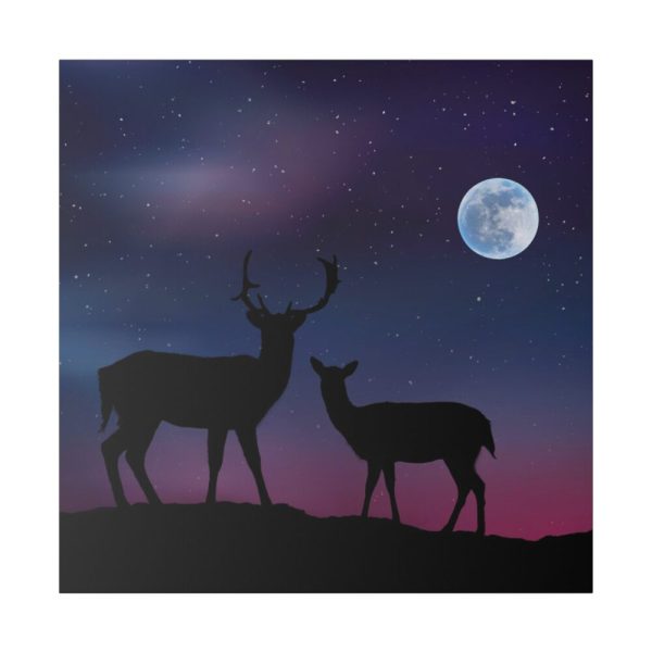 102212-1.jpg Silhouette Deer Aurora Sky Standard Canvas