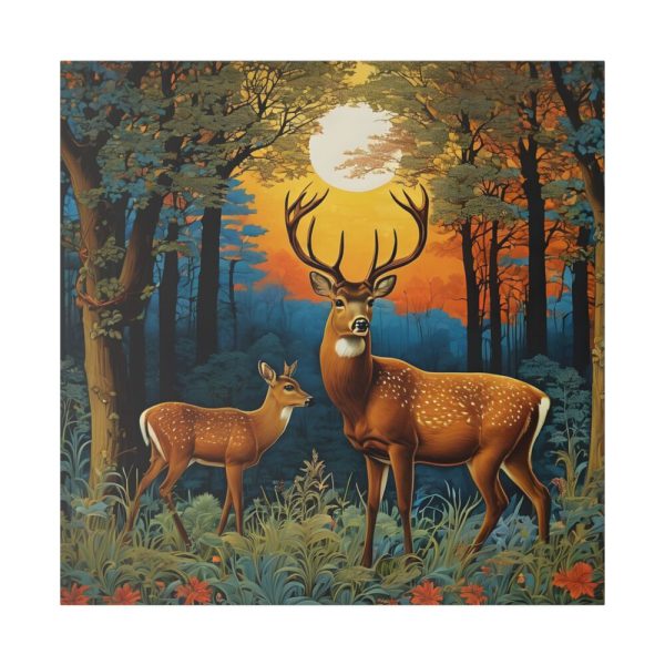 Deer Forest Vintage Illustration Standard Canvas