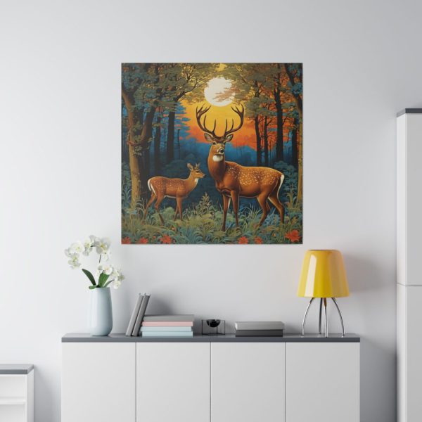 Deer Forest Vintage Illustration Standard Canvas