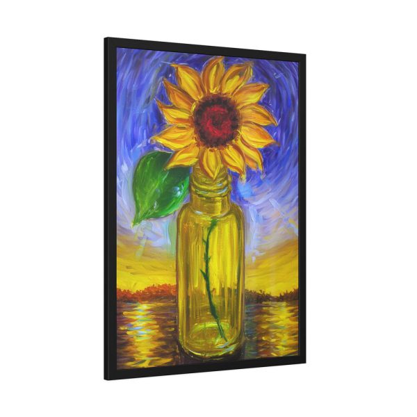 Single Sunflower in a Bottle  Framed Poster