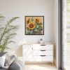 Vintage Sunflower Art Print Framed Canvas