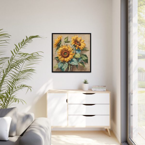 Vintage Sunflower Art Print Framed Canvas