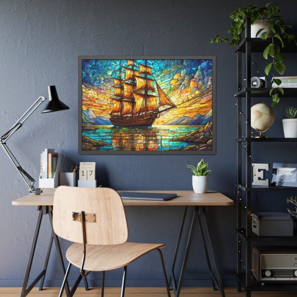 108066135959281197_2048.jpeg Digital Art, Stained Glass Old Ship Framed Poster