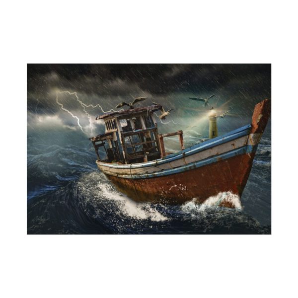 10841814652665969190_2048.jpeg Old Boat In Storm Poster