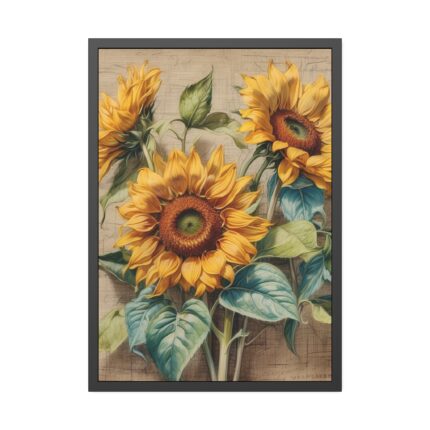 Vintage Sunflower Art Print Framed Poster