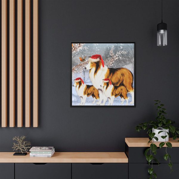 11049051415419160001_2048.jpeg Winter Collie Dog And Puppy Framed Canvas