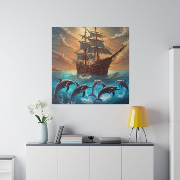 11199955345216558864_2048.jpeg Dolphins And Ship Art Print Standard Canvas