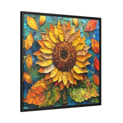 Mixed Media Sunflower Art Framed Canvas