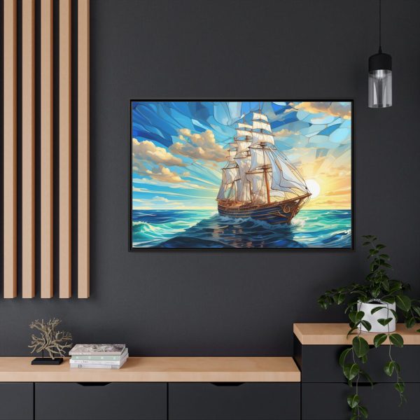 12138962498174359376_2048.jpeg Vintage Sail Ship Stained Glass Framed Canvas