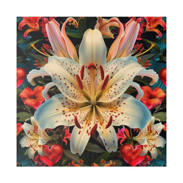 Vintage Lily And Hearts Art I Standard Canvas