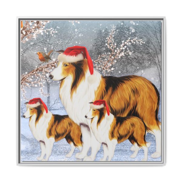 12354616417817801614_2048.jpeg Winter Collie Dog And Puppy Framed Canvas
