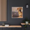 Dog Using Laptop Computer Framed Canvas