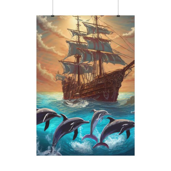 12873461055935048816_2048.jpeg Dolphins And Ship Art Print Poster