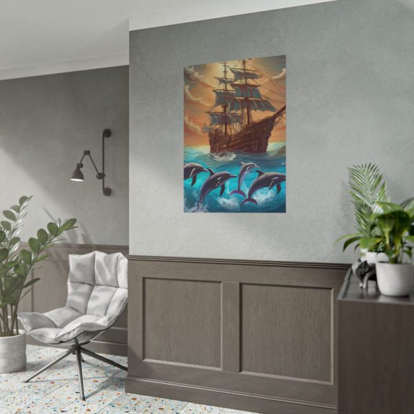 12961439293482037486_2048.jpeg Dolphins And Ship Art Print Poster