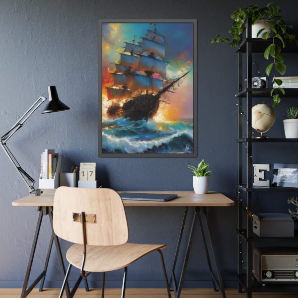 12982320382981122123_2048.jpeg Pirate Ship Fantasy Illustration II Framed Poster