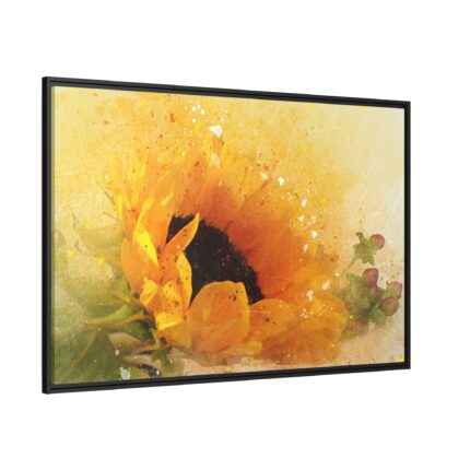 Sunflower Watercolor And Splatter Framed Canvas