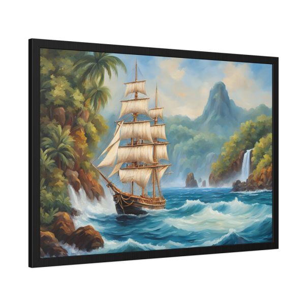 13361345700898550331_2048.jpeg Sail Ship Near Tropical Island Framed Poster
