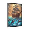 13369987420516971221_2048-1.jpeg Dolphins And Ship Art Print Framed Poster