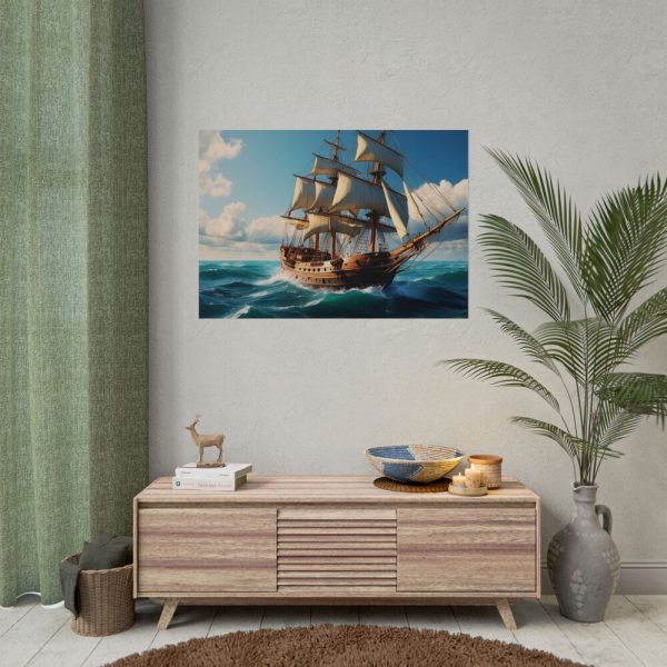 Antique Sail Ship In Ocean Poster