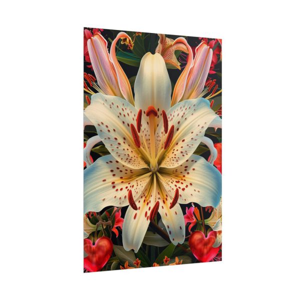 Vintage Lily And Hearts Art I Poster