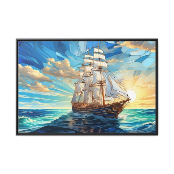 13686905040802012941_2048.jpeg Vintage Sail Ship Stained Glass Framed Canvas