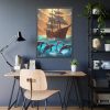 13853425627504211625_2048.jpeg Dolphins And Ship Art Print Framed Poster