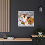 Winter Collie Dog And Puppy Framed Canvas - Image 8