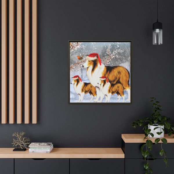 13906791053075557394_2048.jpeg Winter Collie Dog And Puppy Framed Canvas