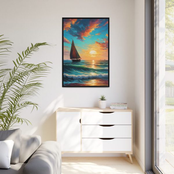 14062973029635393688_2048.jpeg Lonely Beach Ocean Sailing Ship Framed Canvas