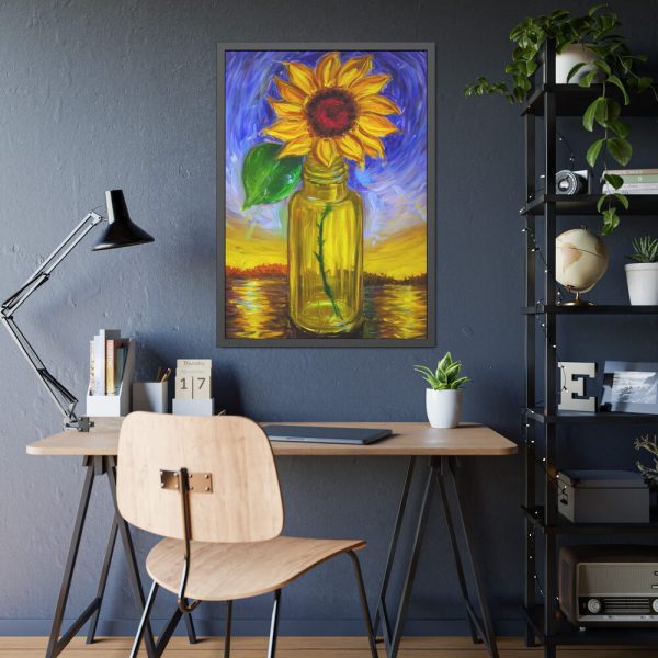Single Sunflower in a Bottle  Framed Poster
