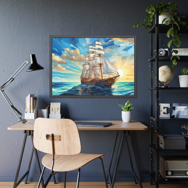 14320398944761455282_2048-1.jpeg Vintage Sail Ship Stained Glass Framed Poster
