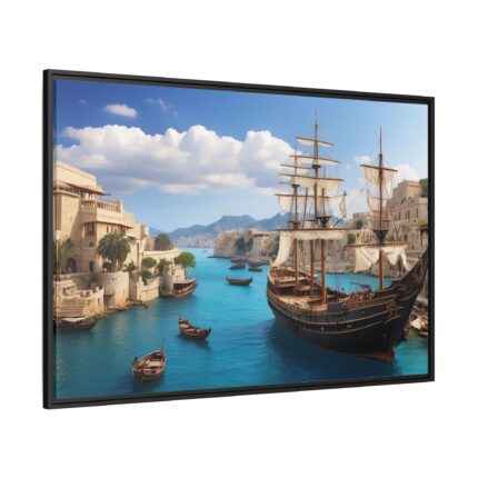 Ancient City Harbor Framed Canvas