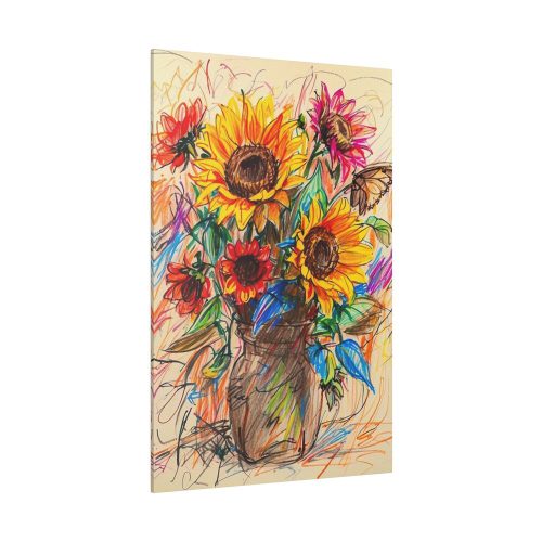 Abstract Sunflower Sketch Art Print  Standard Canvas