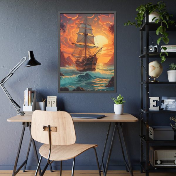 15105205069538294287_2048.jpeg Vintage Pirate Ship At Sea Art Framed Poster