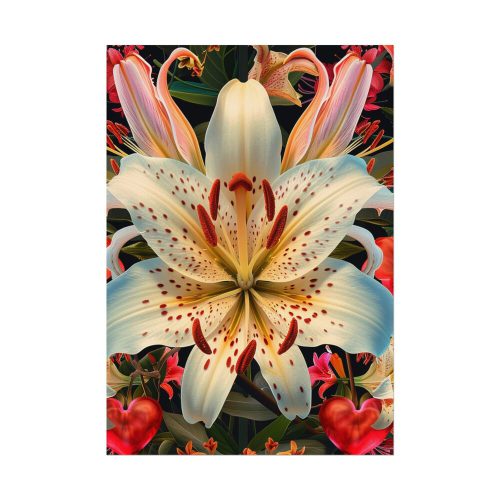 Vintage Lily And Hearts Art I Poster