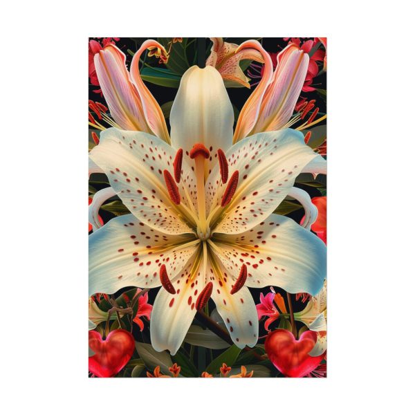 Vintage Lily And Hearts Art I Poster