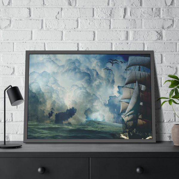 15172290774410001489_2048.jpeg Ship In The Sea Through Storm Framed Poster