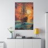 15326401833031947563_2048.jpeg Vintage Pirate Ship At Sea Art Standard Canvas