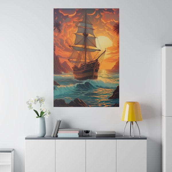 15326401833031947563_2048.jpeg Vintage Pirate Ship At Sea Art Standard Canvas