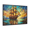 15433966154892737698_2048.jpeg Digital Art, Stained Glass Old Ship Framed Canvas