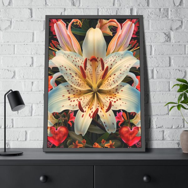 15587017158934093795_2048.jpeg Vintage Lily And Hearts Art I Framed Poster