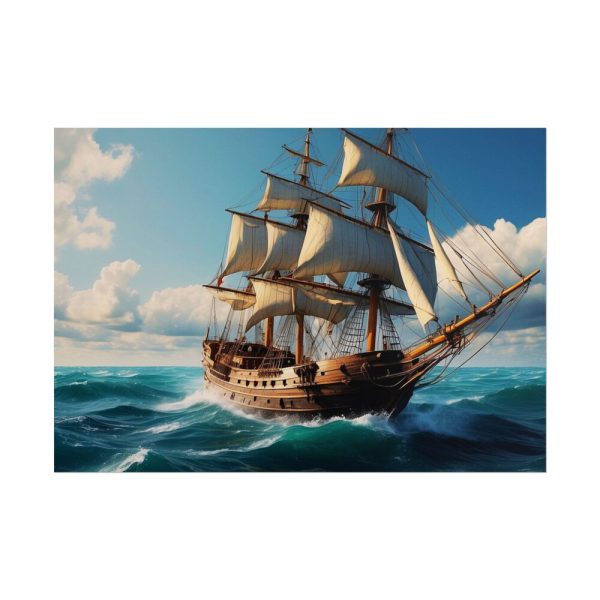 Antique Sail Ship In Ocean Poster